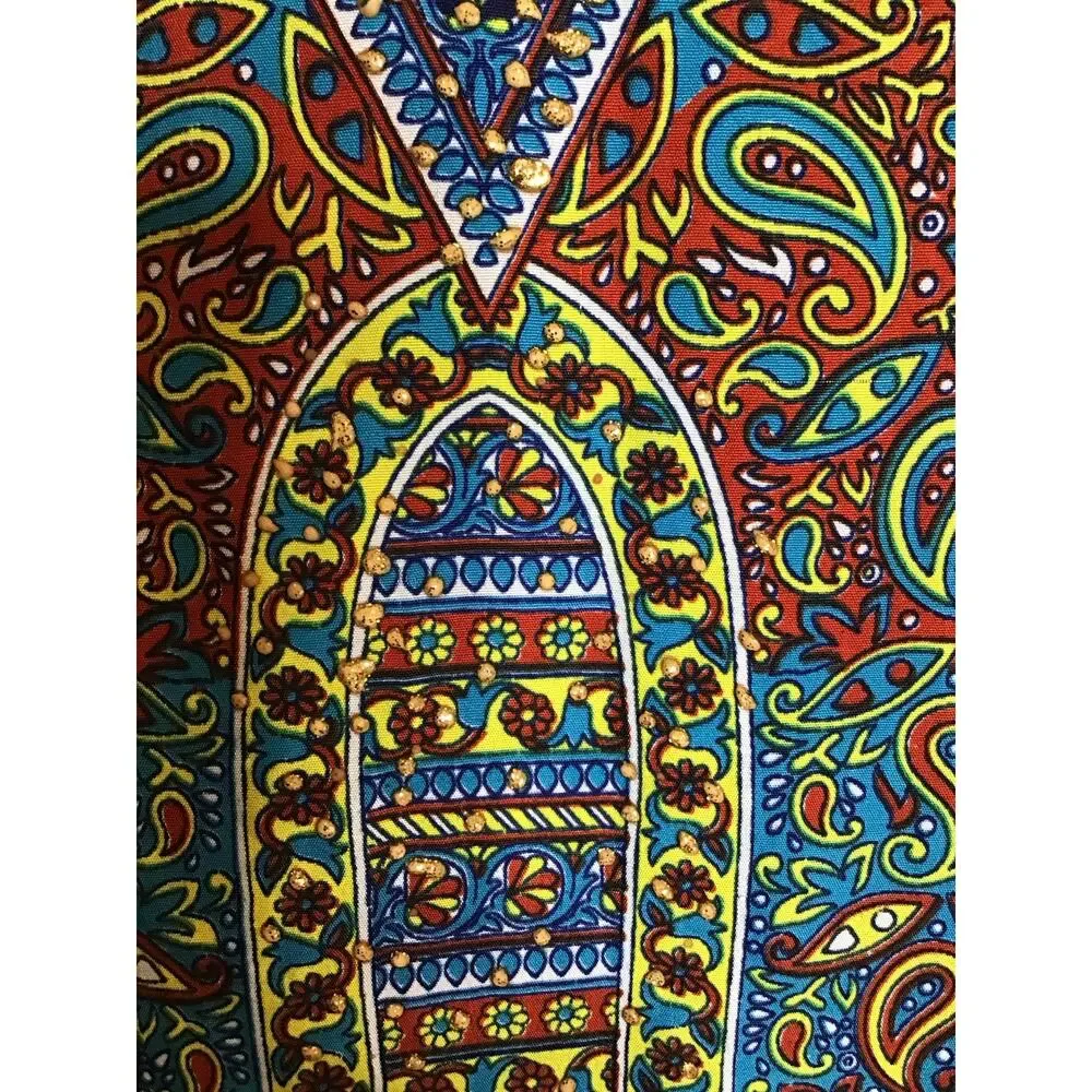 Sante Women Tribal Print MuMu/ Kaftan Sz. Os Blue Loungewear Comfort Modest EUC